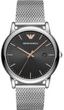 Emporio Armani AR11272 Luigi Analog Men's Watch – Black Dial with Silver Mesh Bracelet