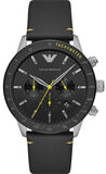 Emporio Armani AR11325 Mario Chronograph Men's Watch – Black Dial with Black Leather Strap