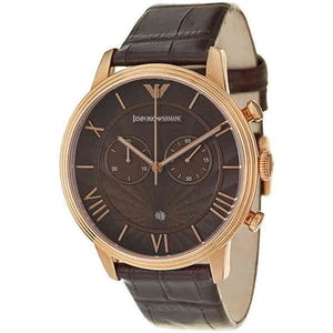 Emporio Armani Classic Large Chronograph Brown Dial Brown Leather Strap Watch for Men - AR1616