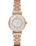Emporio Armani AR1909 Gianni T-Bar Quartz Women's Watch – Mother of Pearl Dial & Rose Gold Stainless Steel Strap