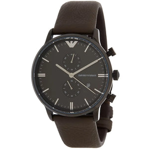 Emporio Armani Retro Chronograph Brown Dial Brown Leather Strap Watch for Men  - AR1932