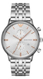Emporio Armani AR1933 Chronograph Men's Watch – Silver Dial & Silver Steel Strap