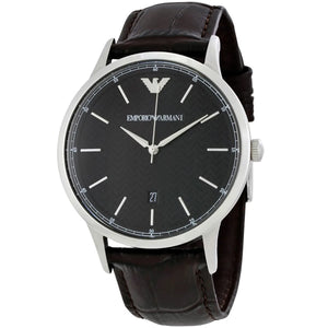 Emporio Armani Renato Large Black Dial Brown Leather Strap Watch for Men - AR2480