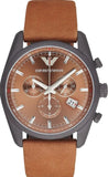 Emporio Armani AR6077 Sportivo Chronograph Men's Watch – Brown Dial & Brown Leather Strap