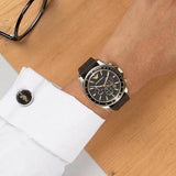 Emporio Armani Sigma Chronograph lack Dial Black Rubber Strap Watch For Men - AR80003