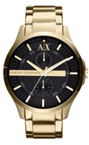 Armani Exchange Hampton AX2122 Men's Chronograph Watch – Black Dial with Gold Stainless Steel Strap