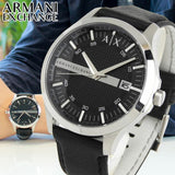 Armani Exchange Hampton AX2101 Men's Chronograph Watch – Classic Black Dial with Black Leather Strap
