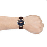 Armani Exchange Hampton AX2172 Men's Chronograph Watch – Deep Blue Dial with Rich Brown Leather Strap