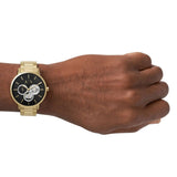 Armani Exchange Cayde AX2747 Men's Chronograph Watch – Black Dial with Gold-Tone Stainless Steel Strap
