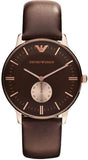 Emporio Armani AR0383 Classic Quartz Men's Watch – Brown Dial & Brown Leather Strap