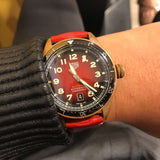 Tag Heuer Autavia Calibre 5 Chinese New Year Maroon Dial Maroon Leather Strap Watch for Men - WBE5193.FC8300