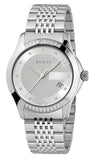 Gucci YA126407 G-Timeless Diamonds Men's Watch – Silver Dial & Silver Steel Bracelet