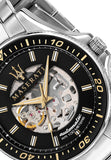 Maserati SFIDA Automatic Black Dial Silver Steel Strap Watch For Men - R8823140002