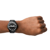 Armani Exchange Hampton AX2411 Men's Quartz Watch – Blue Dial Paired with Black Leather Strap