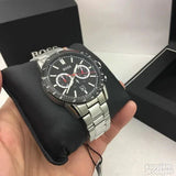 Hugo Boss Allure Chronograph Black Dial Silver Steel Strap Watch for Men - 1513922