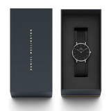 Daniel Wellington DW00100202 Petite Ashfield Women’s Watch – Black Dial with Matte Black Mesh Strap