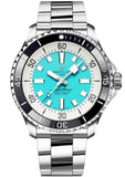 Breitling Superocean Automatic 44mm A17376211L2A1 Men's Watch with Turquoise Dial & Silver Steel Strap