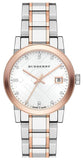 Burberry BU9127 The City Women's Watch – Diamond-Accented White Dial & Two-Tone Steel Bracelet