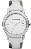 Burberry BU9019 The City Women’s Watch with Silver Dial & White Leather Strap