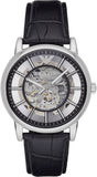 Emporio Armani AR1981 Luigi Men's Watch – Silver Skeleton Dial & Black Leather Strap