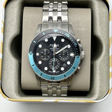 Fossil FS5827 FB-01 Chronograph Men’s Watch – Black Dial with Silver Steel Strap