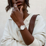 Daniel Wellington DW00100205 Iconic Link Women's Watch – White Dial with Silver Stainless Steel Strap