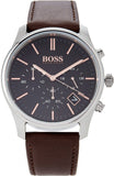 Hugo Boss 1513448 Time One Quartz Men's Watch – Black Dial & Brown Leather Strap
