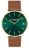 Coach Charles 14602435 Men's Watch – Green Dial with Brown Leather Strap