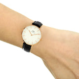 Daniel Wellington DW00100173 Petite Reading Women’s Watch – White Dial with Black Leather Strap