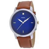 Fossil The Minimalist 3H Blue Dial Brown Leather Strap Watch for Men - FS5499