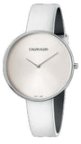 Calvin Klein K8Y231L6 Full Moon Quartz Women's Watch – White Dial & White Leather Strap
