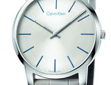 Calvin Klein City Silver Dial Grey Leather Strap Watch for Men - K2G211Q4