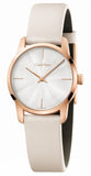 Calvin Klein K2G236X6 City Quartz Women's Watch – Silver Dial & White Leather Strap