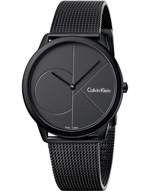 Calvin Klein Minimal Black Dial Black Mesh Bracelet Watch for Men - K3M514B1