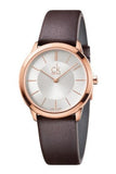 Calvin Klein K3M216G6 Minimal Quartz Men's Watch – White Dial & Brown Leather Strap