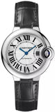 Cartier Ballon Bleu Women's Watch W69018Z4 with Silver Dial & Black Leather Strap