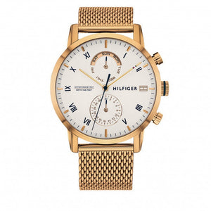Tommy Hilfiger Kane White Dial Gold Mesh Bracelet Watch for Men - 1710403
