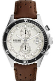 Fossil CH2943 Wakefield Chronograph Men's Watch – White Dial & Brown Leather Strap