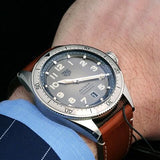 Tag Heuer Autavia Isograph Grey Dial Calfskin Brown Leather Strap Watch for Men - WBE5111.FC8267