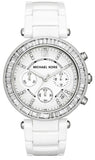 Michael Kors MK5848 Parker Quartz Women's Watch – White Dial & White Leather Strap