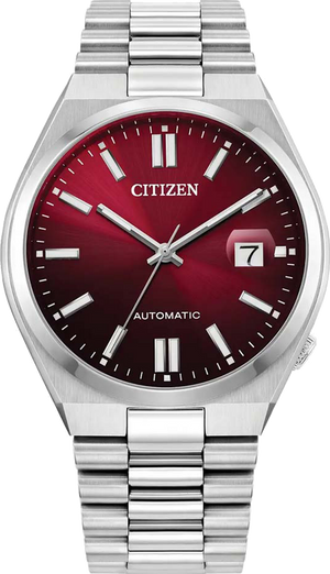 Citizen Tsuyosa Automatic Red Dial Silver Steel Strap Watch For Men - NJ0150-56W
