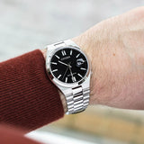 Citizen Tsuyosa NJ0150-81E Men's Automatic Watch – Black Dial with Silver Steel Strap