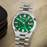 Citizen Tsuyosa NJ0150-81X Men's Automatic Watch – Green Dial with Silver Steel Strap