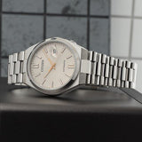 Citizen Tsuyosa NJ0151-88W Men's Automatic Watch – Oatmeal White Dial with Silver Steel Strap