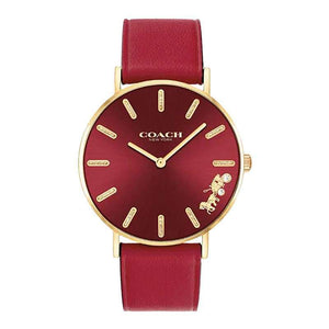 Coach Perry Red Dial Red Leather Strap Watch for Women - 14503852