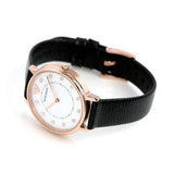 Emporio Armani Kappa Mother of Pearl Dial Black Leather Strap Watch For Women - AR80011