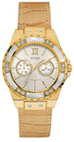 Guess W0775L2 Limelight Quartz Women's Watch – Silver Dial & Golden Leather Strap