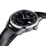 Tissot T Classic Luxury Powermatic 80 Black Dial Black Leather Strap Watch For Men - T086.408.16.051.00