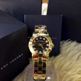 Marc Jacobs Amy Black Dial Gold Steel Strap Watch for Women - MBM3336
