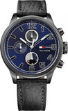 Tommy Hilfiger 1791241 Jackson Quartz Men's Watch – Blue Dial & Black Leather Strap